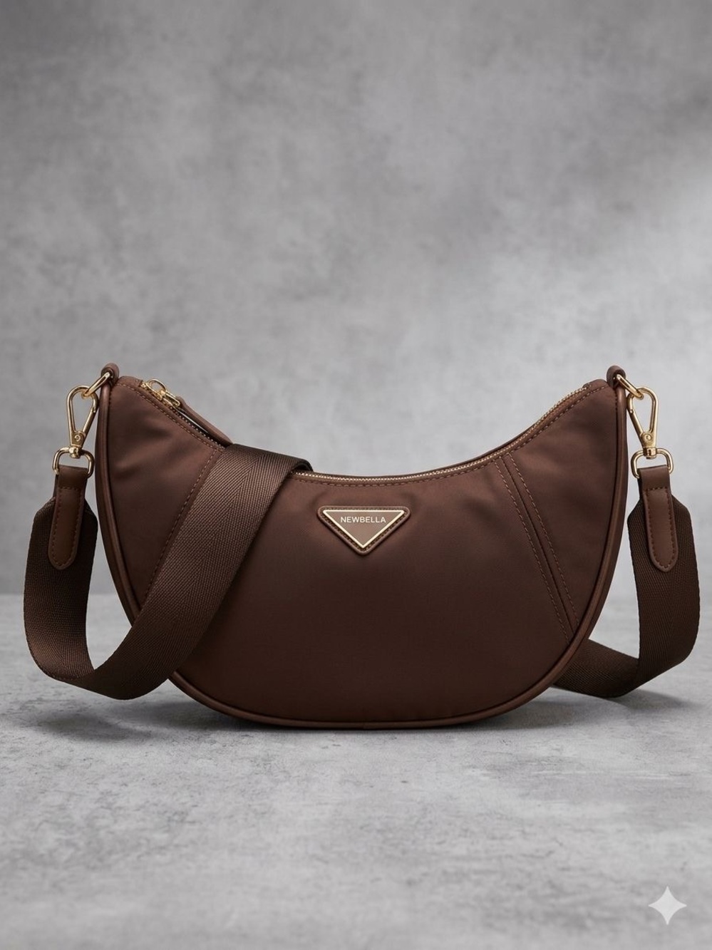 Brown Shoulder Bag with Gold Hardware - Unbranded